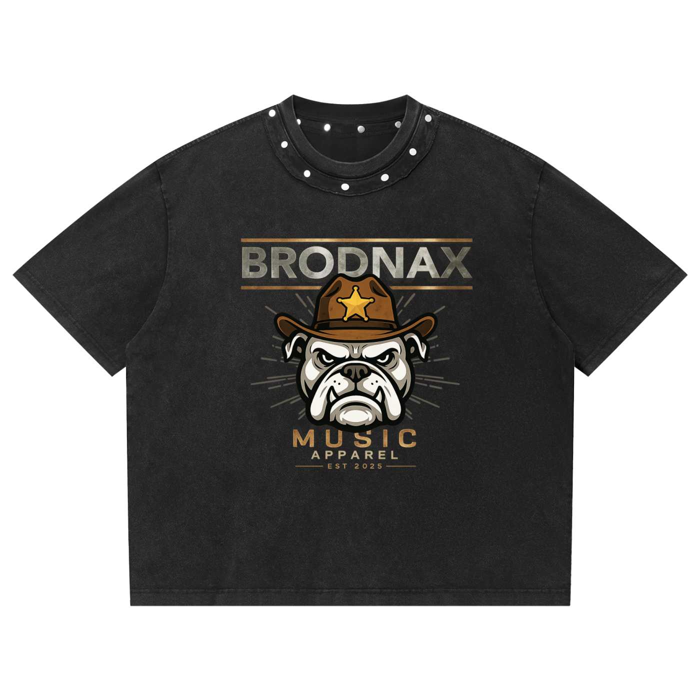 Unisex Washed Boxy Studded T-Shirt
