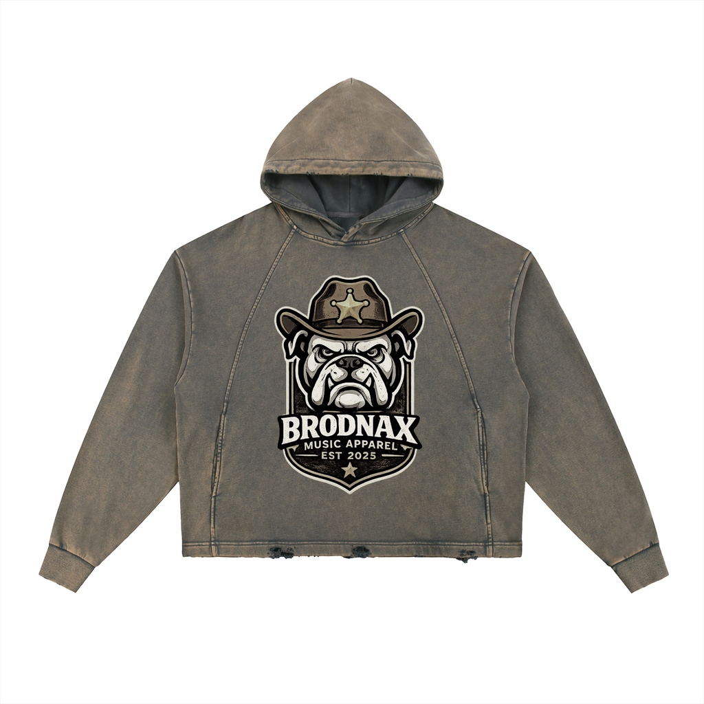 Vintage Washed Frayed-Hem Hoodie